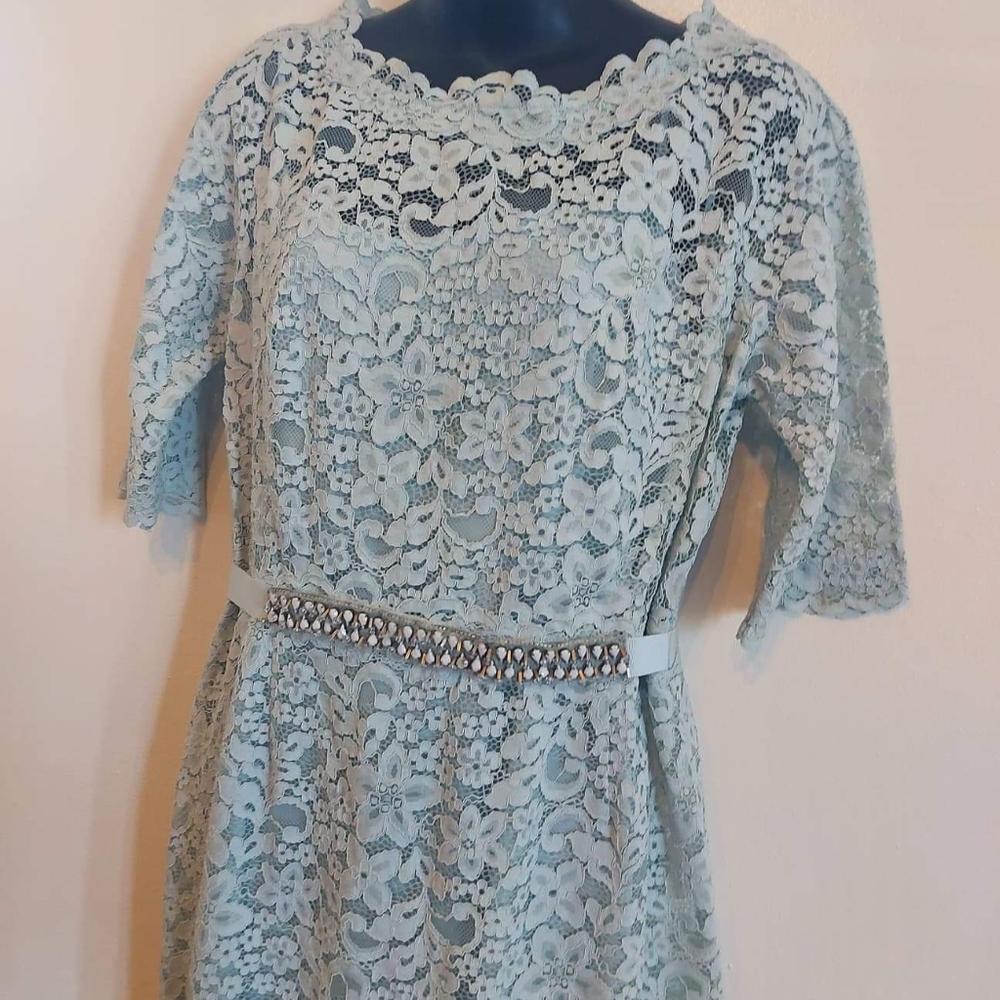Rickie Freeman Lace Baby blue wedding dres… - Picture 6 of 6